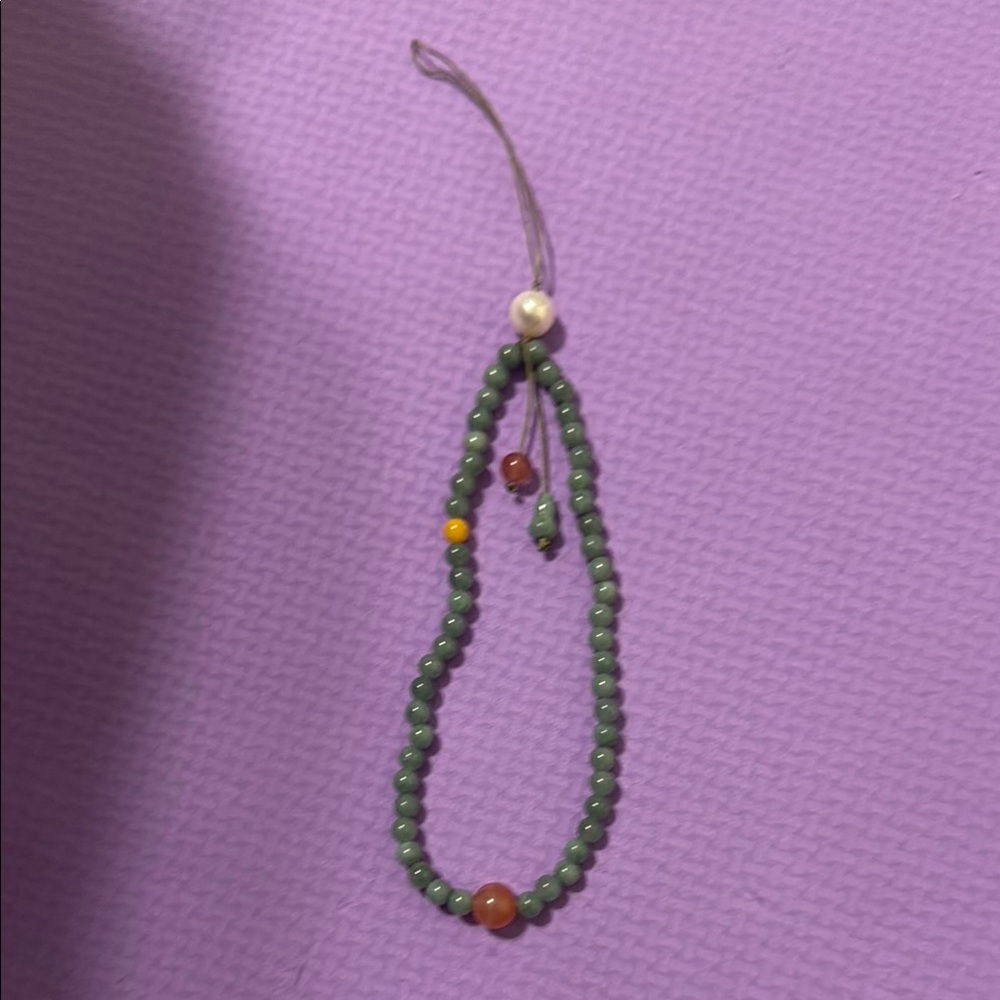 Elegant Water Blue Guatemalan Jade Beaded Phone Lanyard